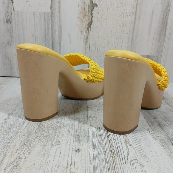 NEW Franco Sarto Yellow Woven Platform Wendy Clogs Retro Heeled Sandal #243 - Picture 7 of 11